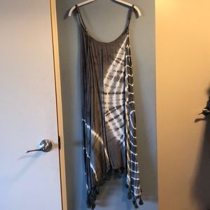 Olive and white tie died beachy dress